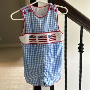 Pleats & Stiches 9M American Flag onesie